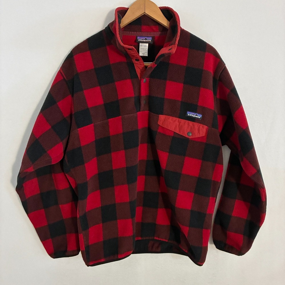 Patagonia Synchilla Fleece T Snap Pullover Mens M Buffalo Plaid Gorpcore Outdoor